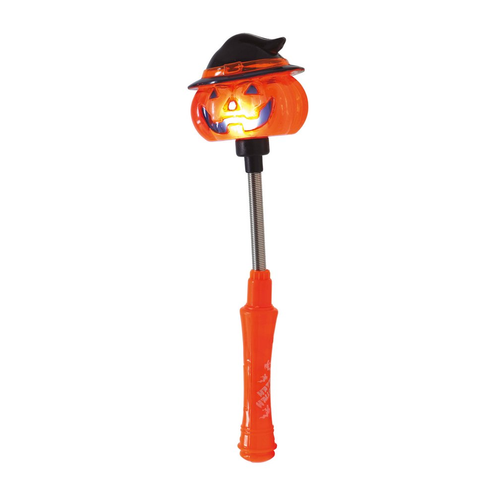 Narancssárga Világító Koponya Varázspálca Halloweenre,  24 cm