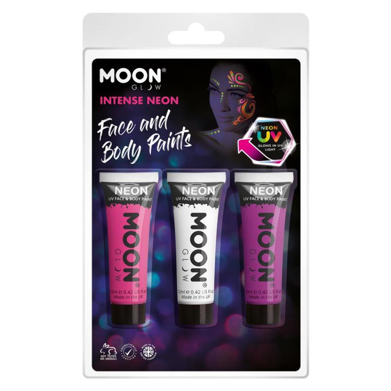Vegyes Neon Arc- és Testfesték - Rózsaszín, Fehér és Lila - 3 db-os, 12 ml