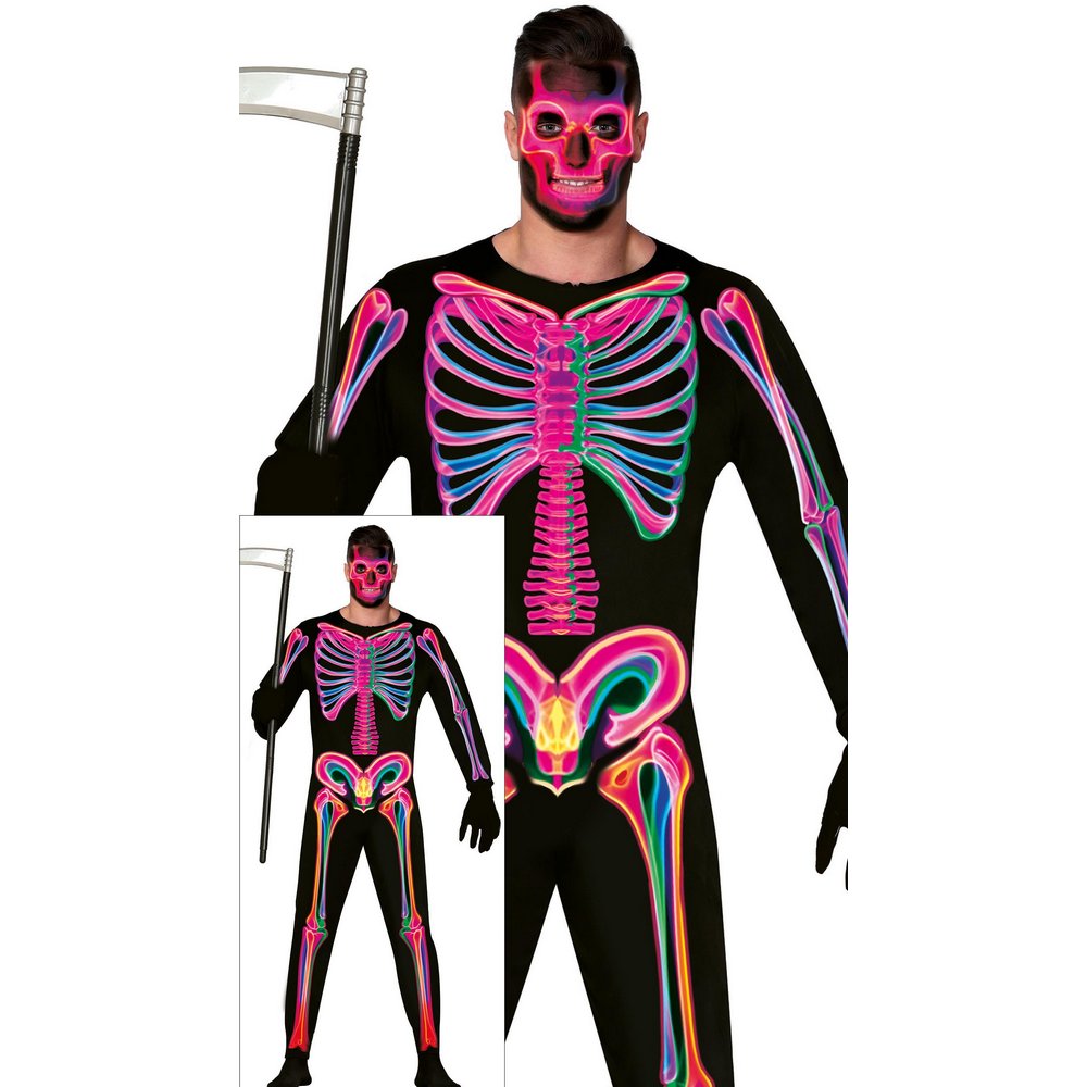 Neon Csontváz Férfi Jelmez Halloweenre