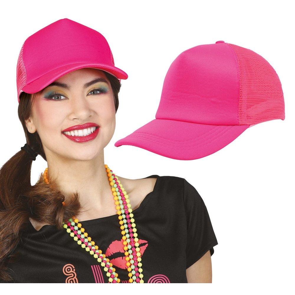 Neon Rózsaszín Hálós Sapka 80-as évekbeli Partihoz Felnőtt Unisex