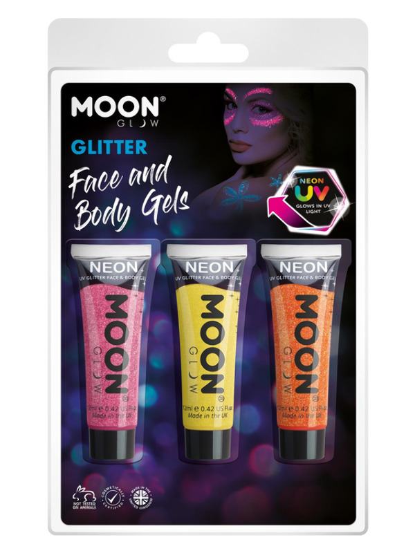 Neon Rózsaszín, Sárga és Narancssárga UV Csillámzselé - 12 ml