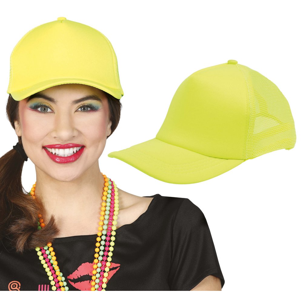 Neon Sárga Hálós Sapka 80-as évekbeli Partihoz Felnőtt Unisex