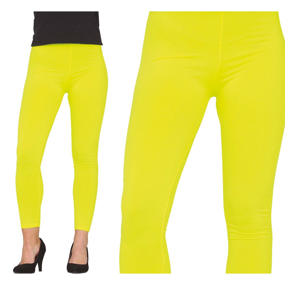 Neon Sárga Női Leggings a 80-as Évek Tematikus Partijára