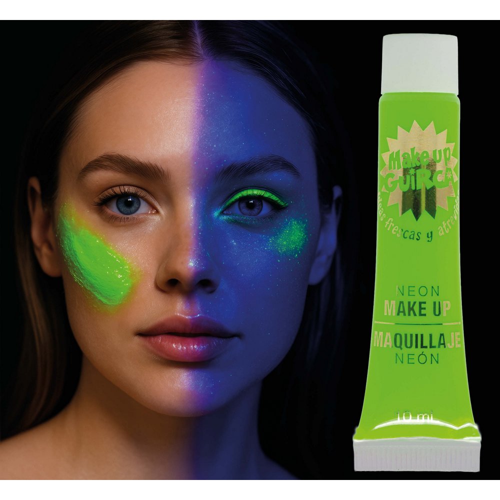 Neon UV Sminkfesték Tubus, Zöld, 10 ml