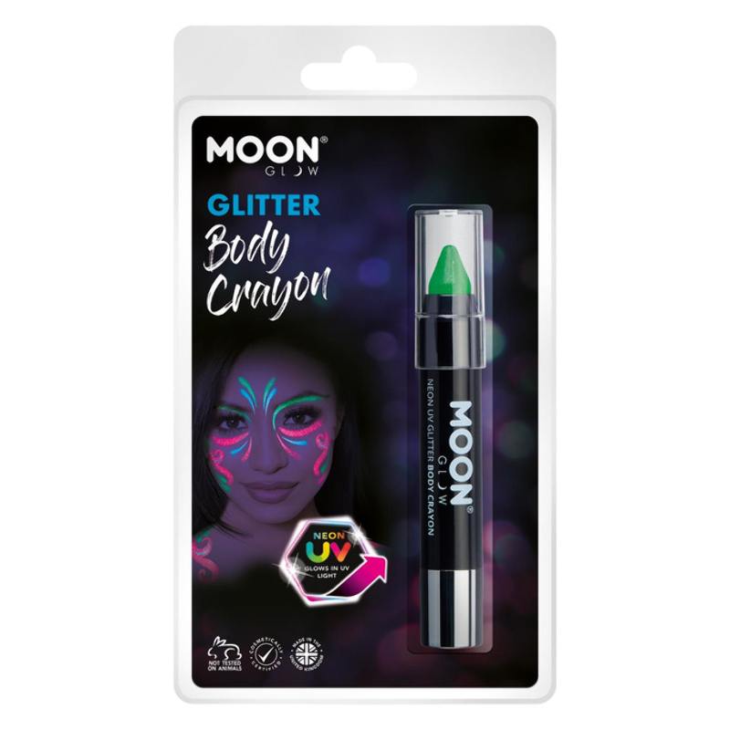 Neon Zöld UV-s Csillámos Testkréta Csomagolásban - 3,5 g