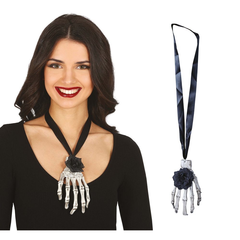 Női Csontváz Kéz Nyaklánc Halloweenre