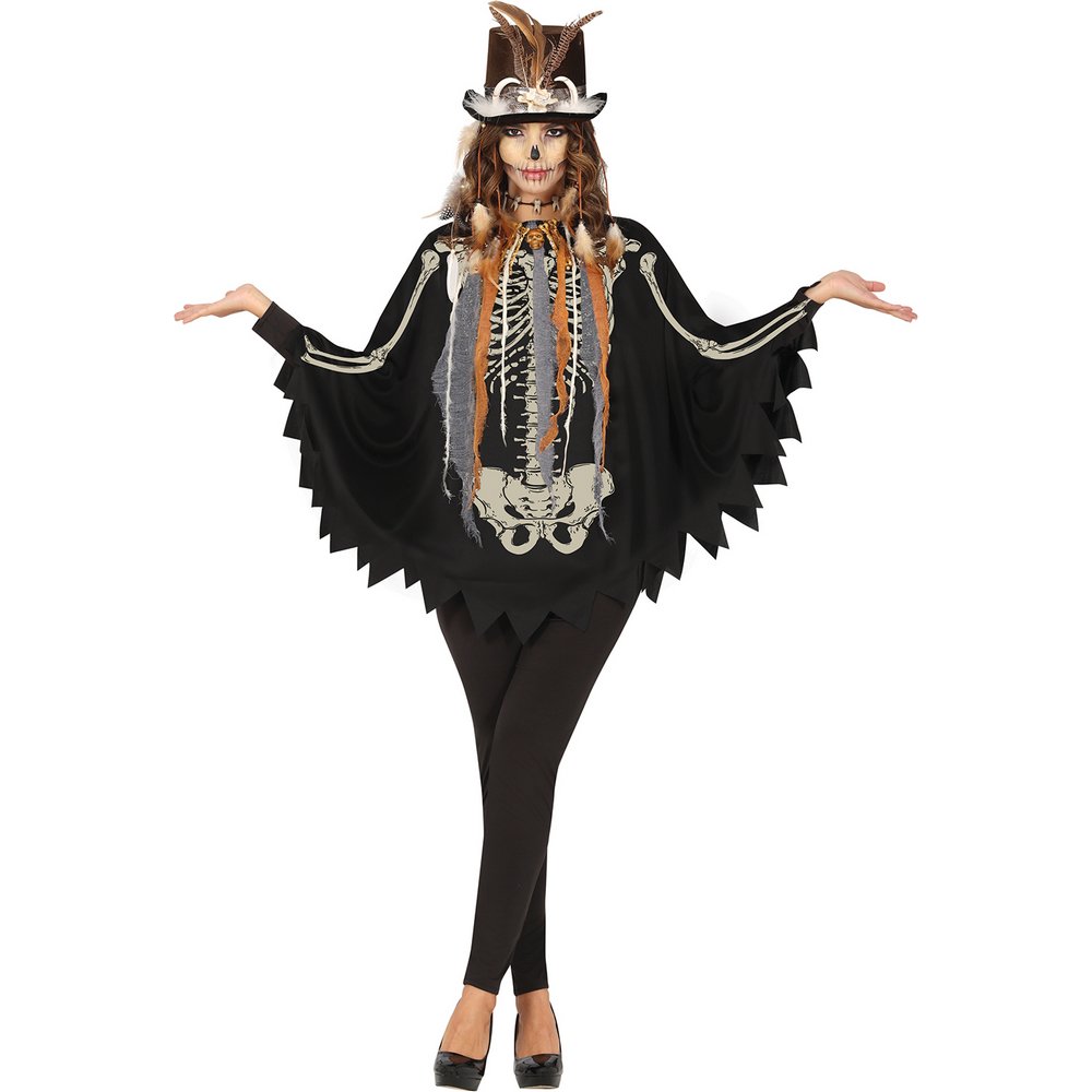 Női Csontváz Poncsó Halloweenre