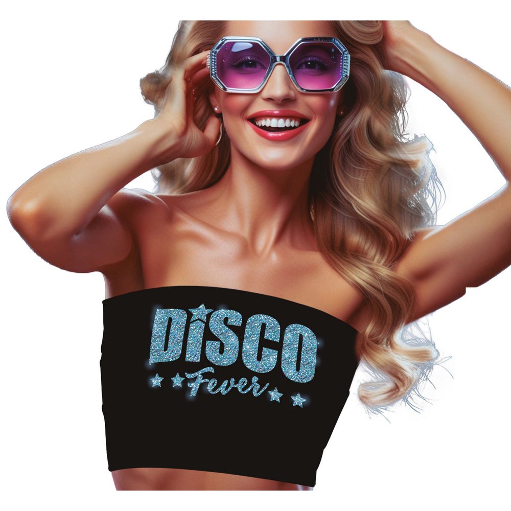 Női Fekete Csillogó Disco Top