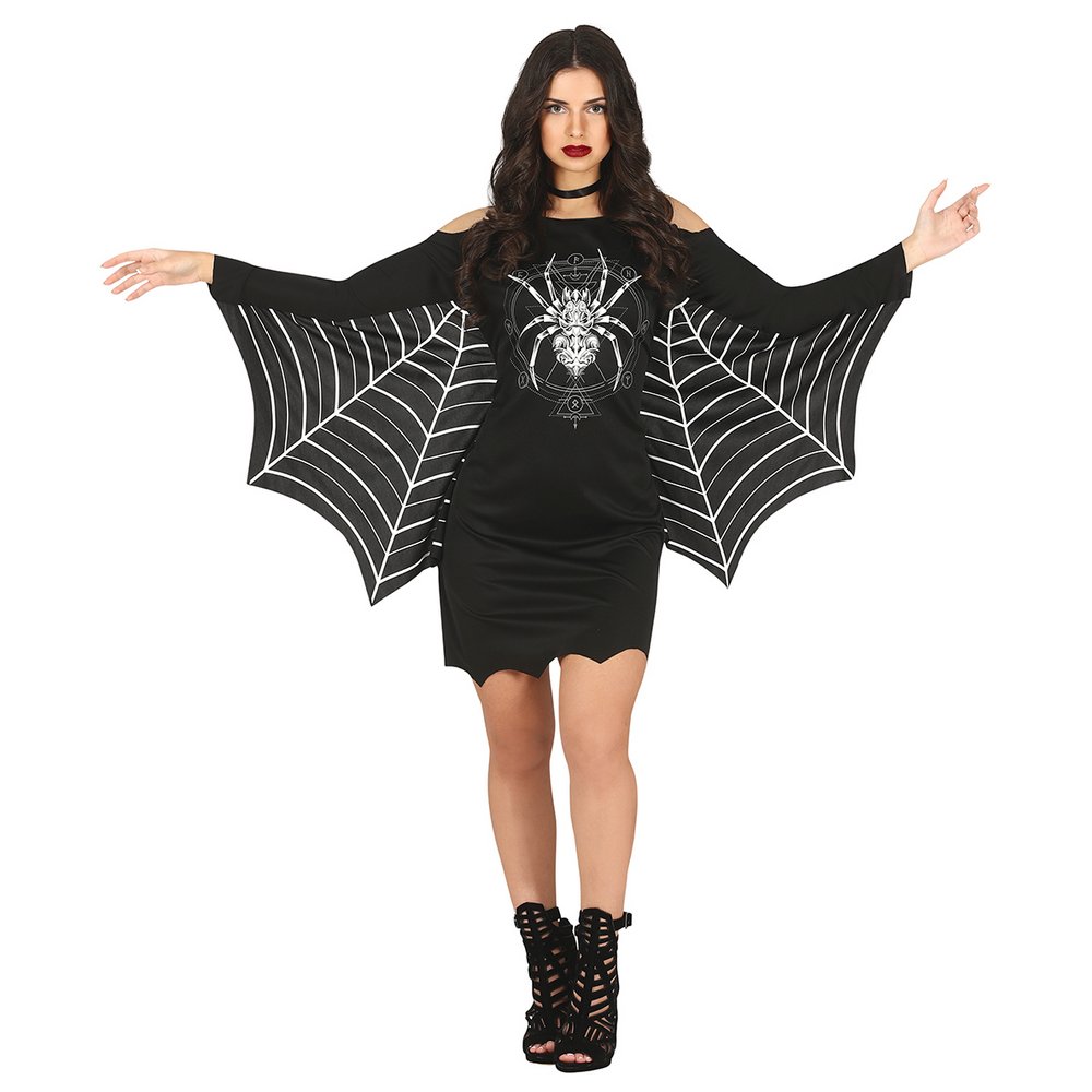 Női Pók Jelmez Háló Szárnyakkal Halloweenre, M (38-40), Fekete