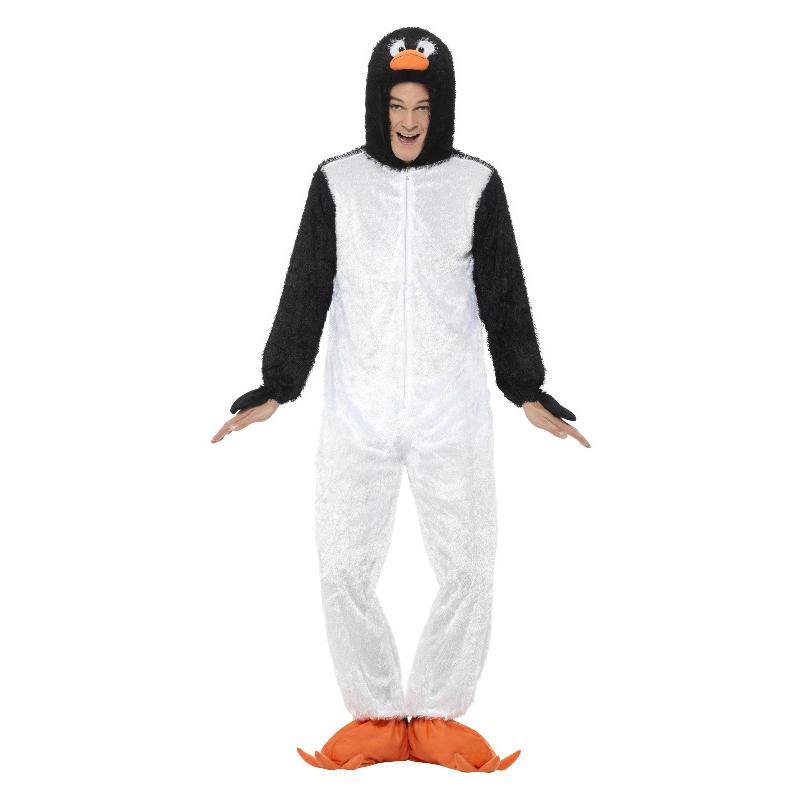 Fekete-Fehér Pingvin Jelmez Férfiaknak Kapucnis Kezeslábassal - L