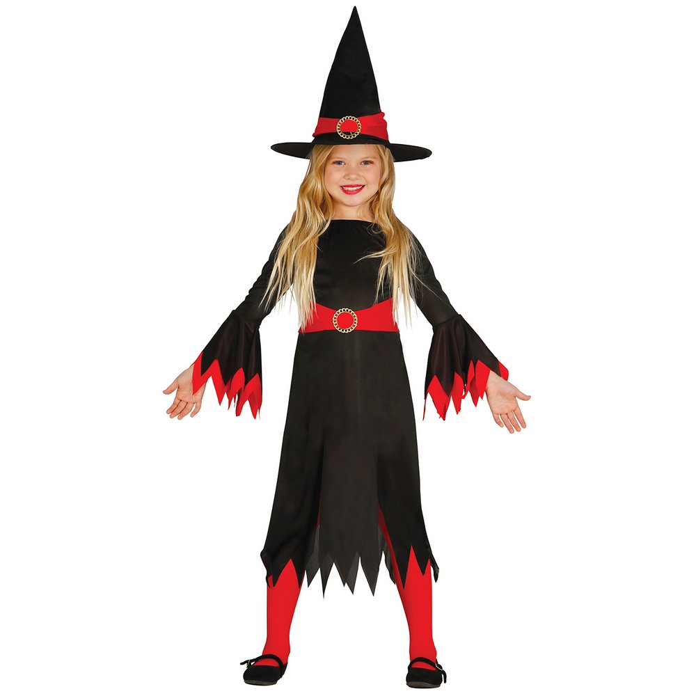 Piros-Fekete Boszorkány Jelmez Lányoknak Halloweenre