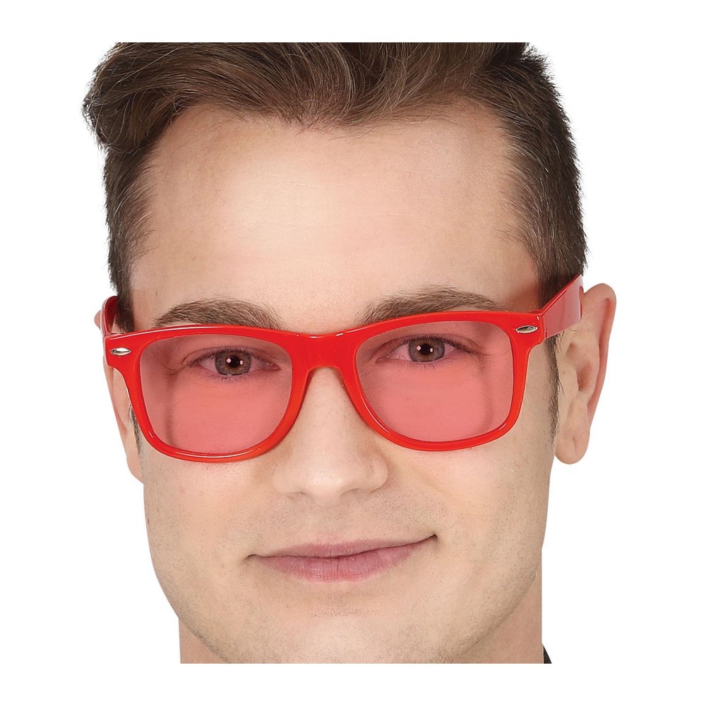Piros Retro Partiszemüveg Átlátszó Lencsével Felnőtteknek