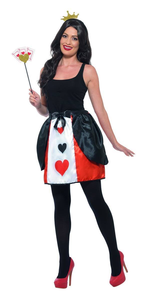 Piros Szívek Királynője Készlet Nőknek Szoknyával, Koronával és Varázspálcával