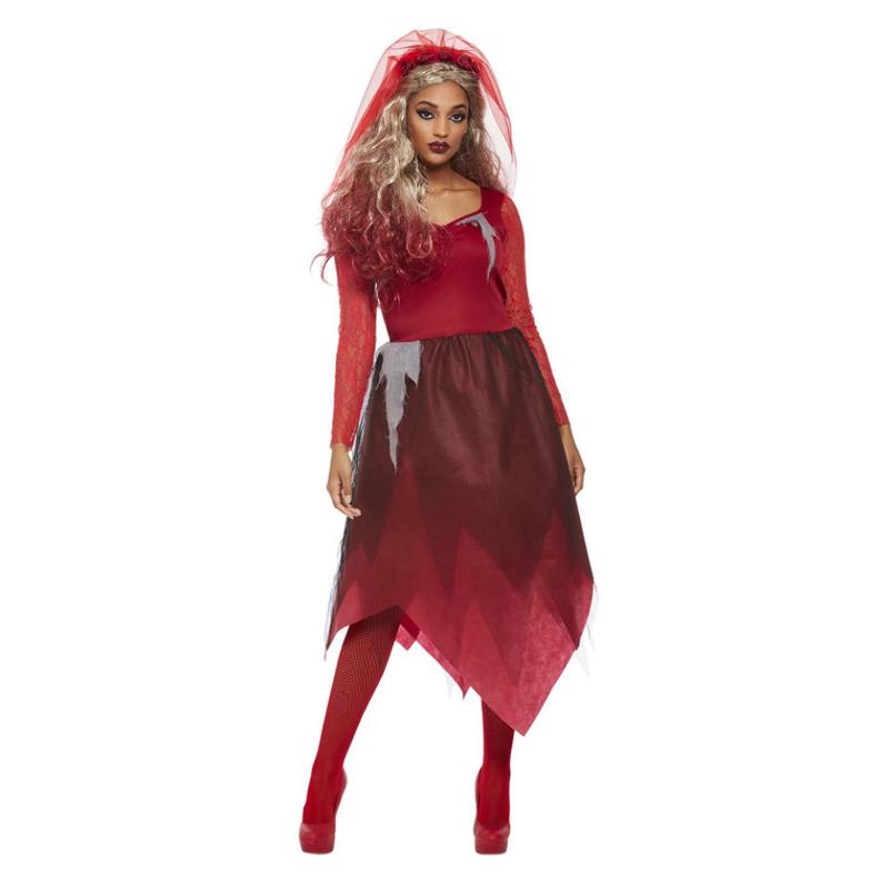 Piros Temető Menyasszony Jelmez Nőknek Halloweenre - XXL