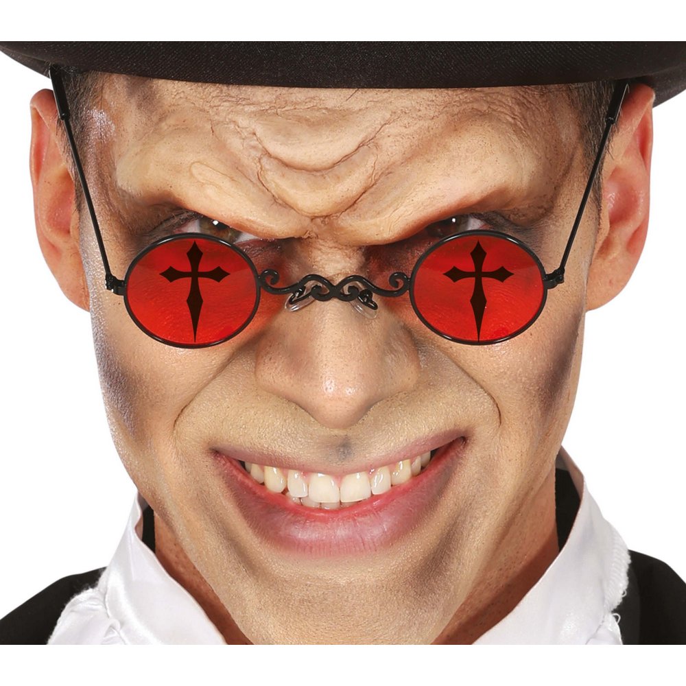 Piros Vérvörös Lencsés Vámpír Szemüveg Halloweenre