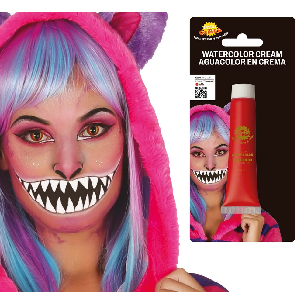 Piros Víztartalmú Arcfesték Tubus Halloweenre, 20 ml