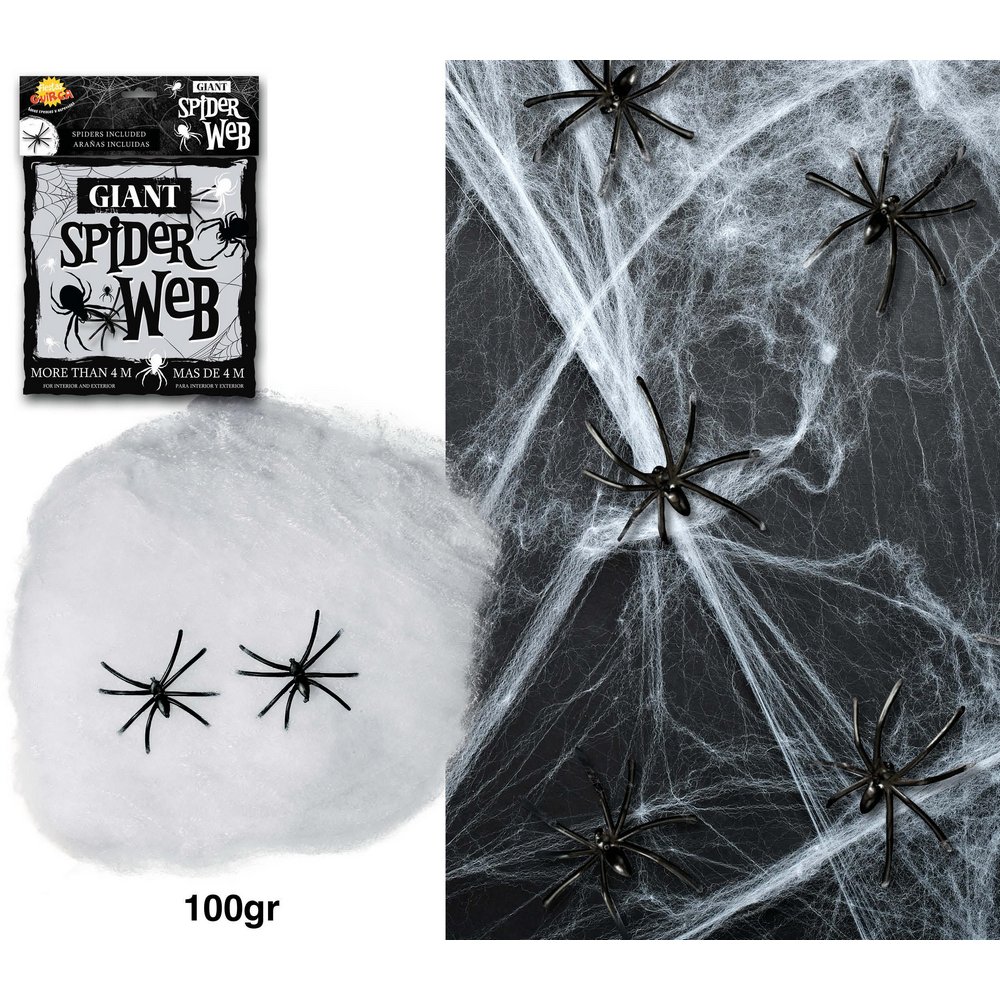 Pókháló Dekoráció Pókokkal Halloweenre, 100 g