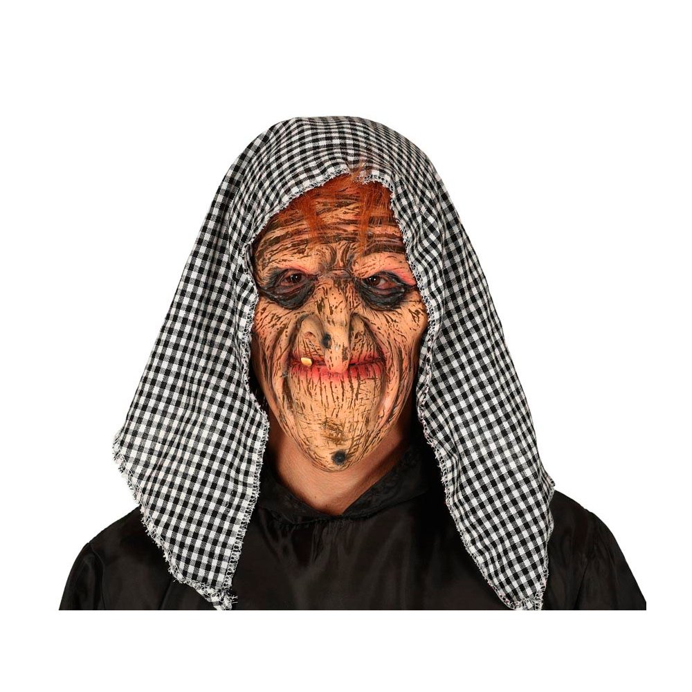 Ráncos Arcú Kapucnis Boszorkány Maszk Felnőtteknek Halloweenre