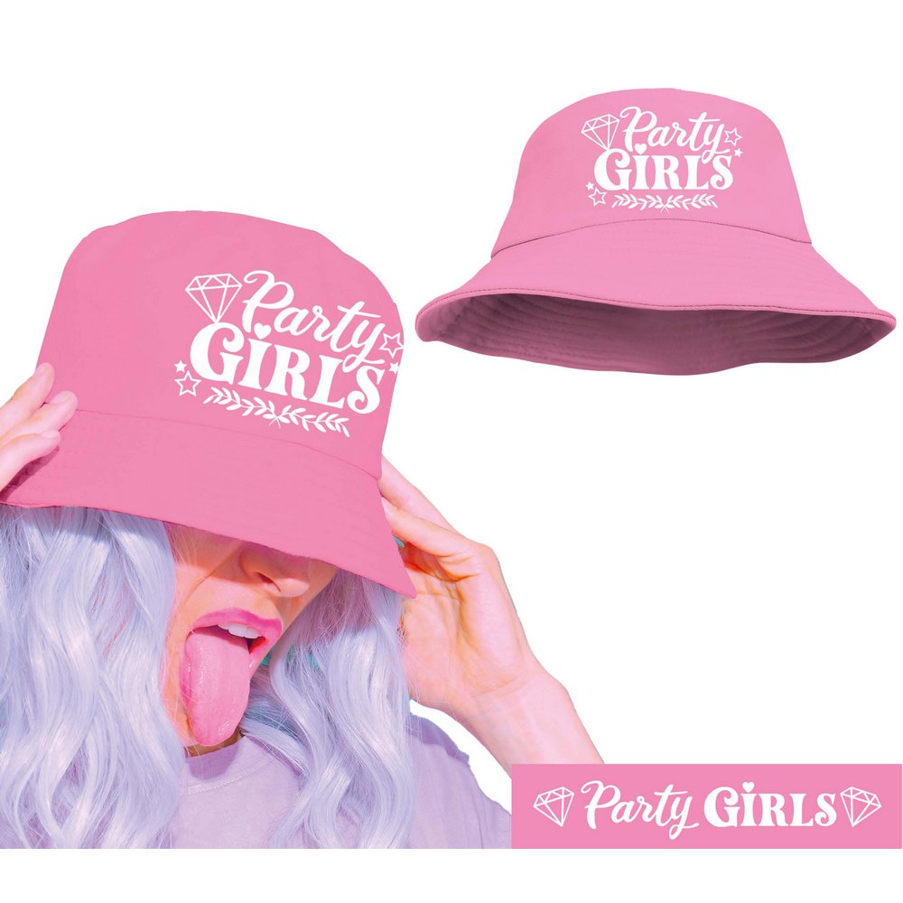 Rózsaszín Party Girls Vödörkalap Lánybúcsúra