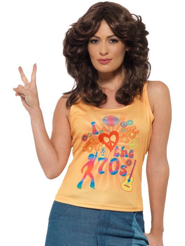 Sárga Szeretem a 70-es Éveket Angol Feliratú Ujjatlan Top Nőknek - S