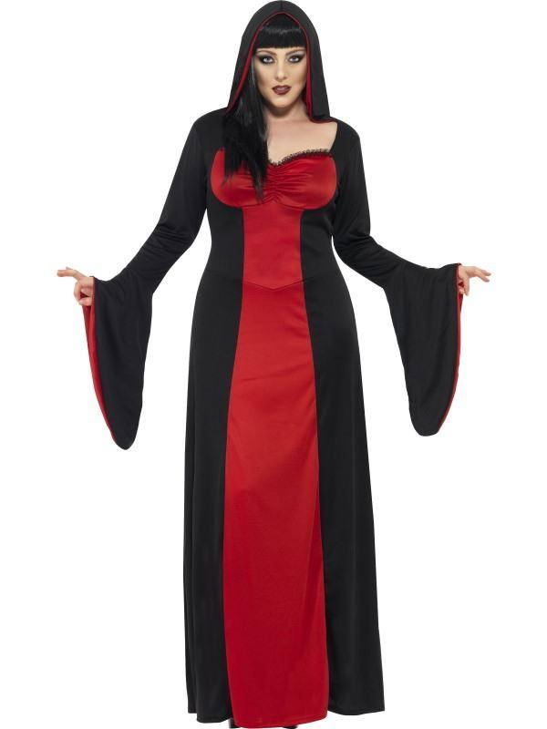 Piros-Fekete Sötét Csábító Jelmez Nőknek Halloweenre