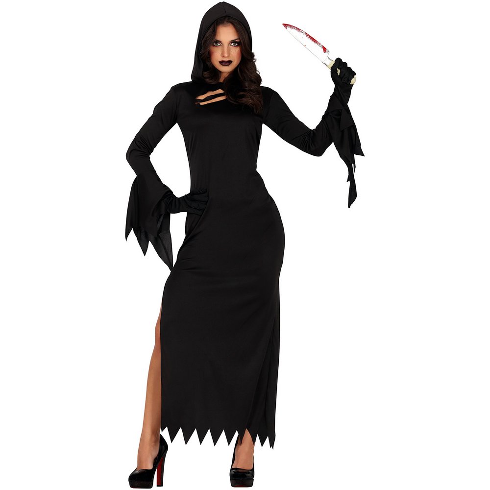 Sötét Kámzsás Női Jelmez Halloweenre, M (38-40), Fekete