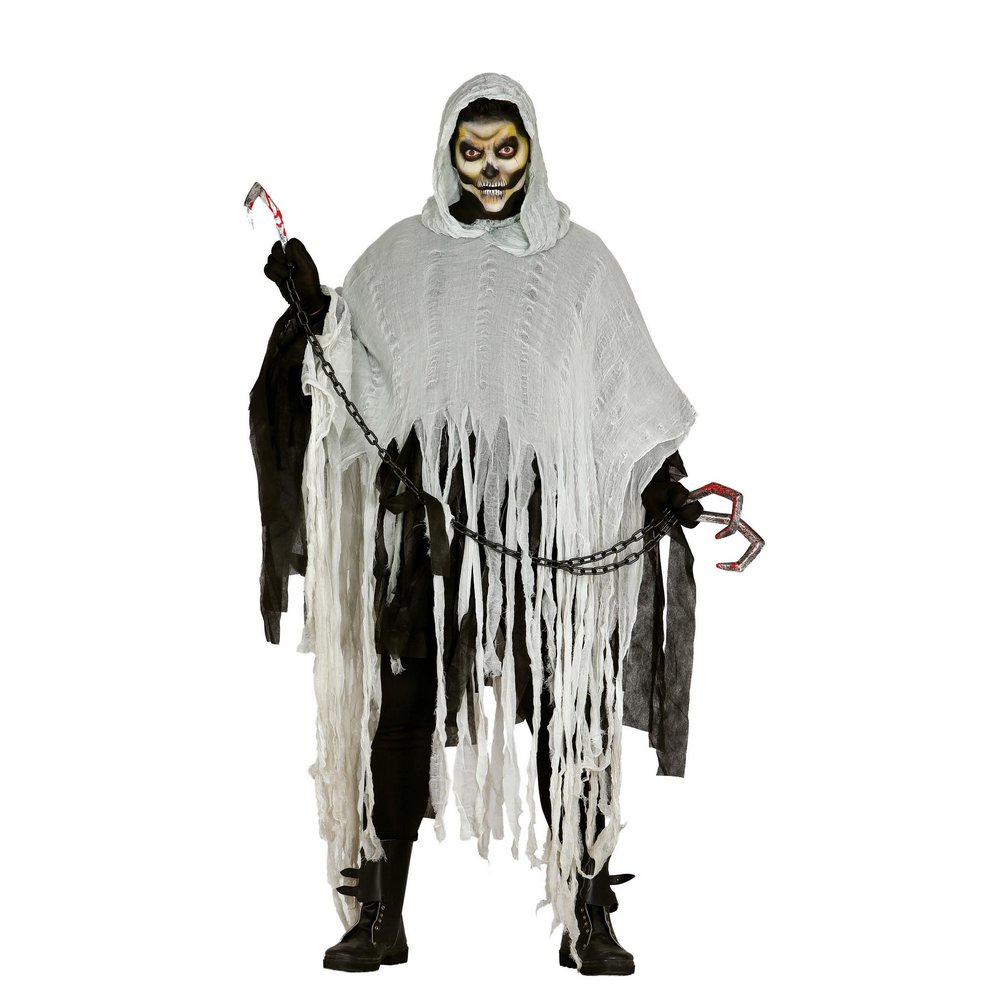 Sötét Kísértet Férfi Jelmez Halloweenre, L (52-54), Fekete, Szürke