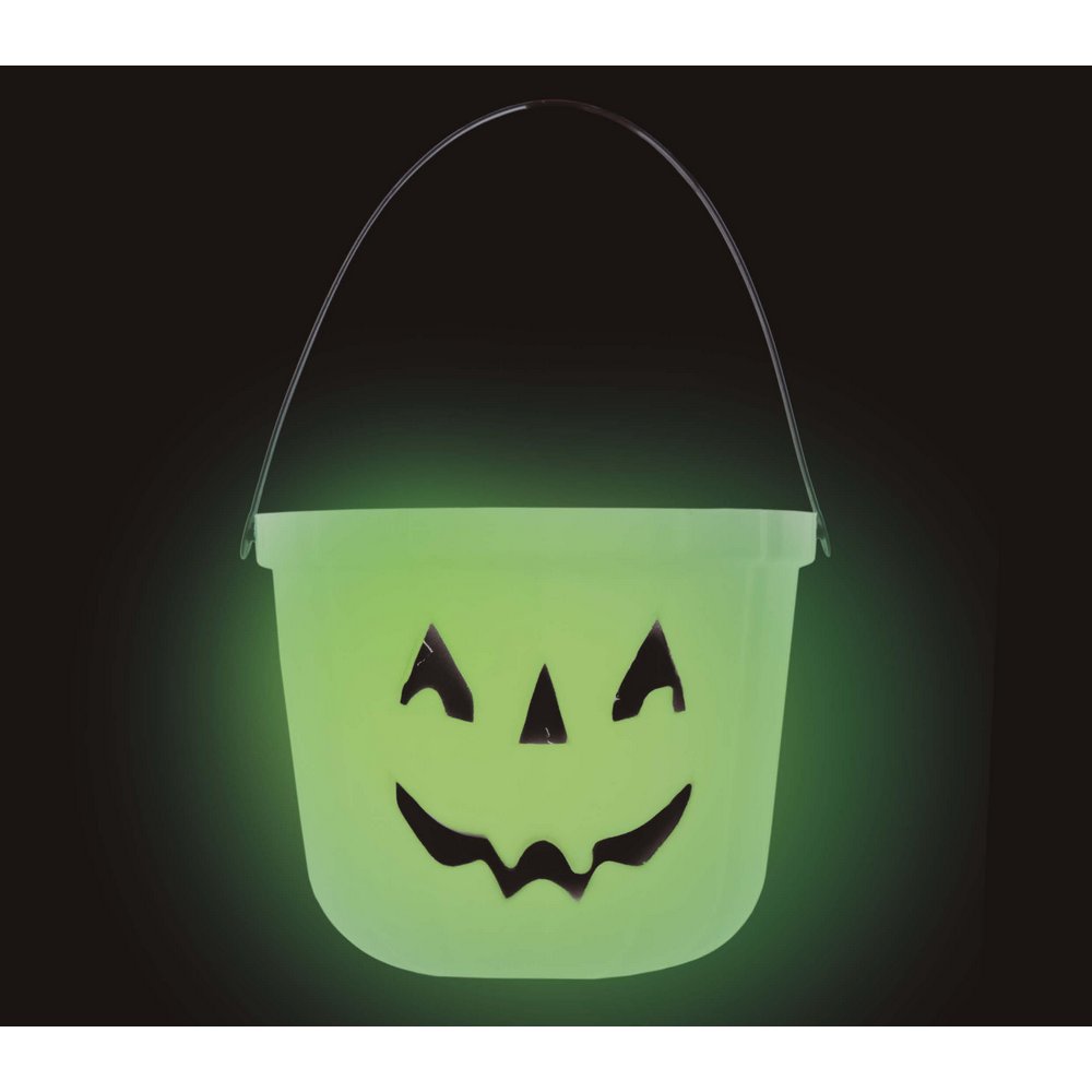 Sötétben világító Tökfej Édességgyűjtő Vödör Halloweenre,  20 cm