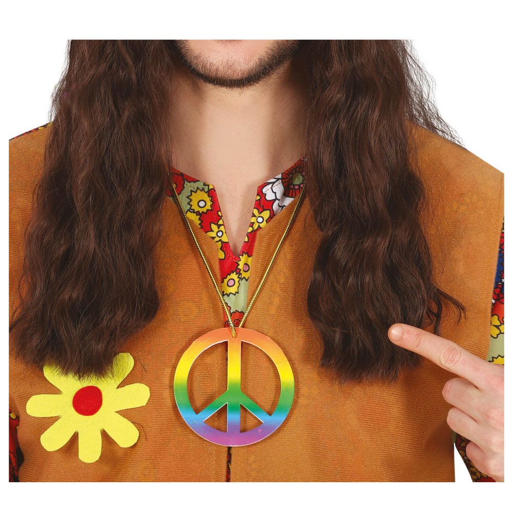 Színes Béke Jel Medál Nyaklánc Hippie Partira, 8 cm