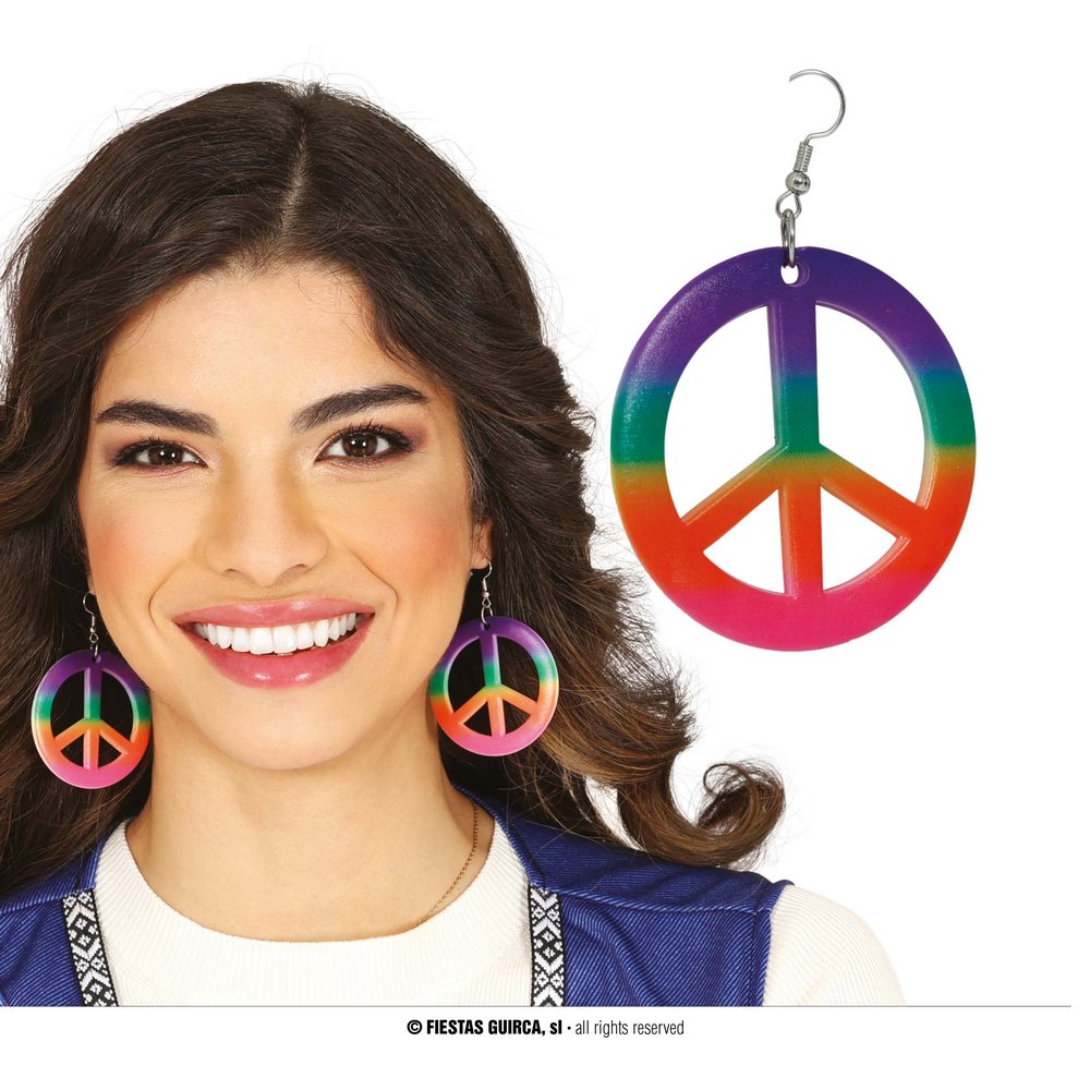 Színes Hippie Béke Jel Fülbevaló Nőknek