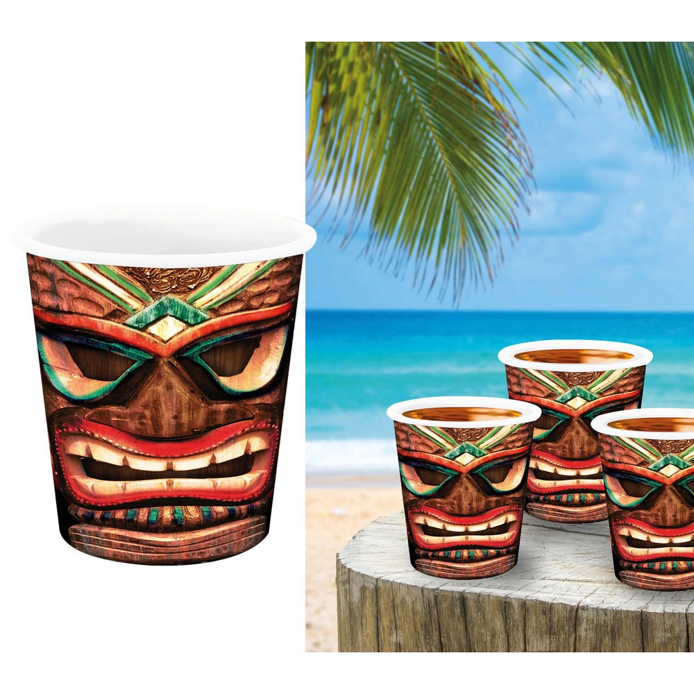 Tiki Maszkos Shot Pohár Szett Hawaii Partira, 3 darab, 5x6 cm
