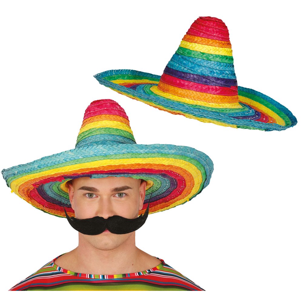 Többszínű Mexikói Szalmakalap Sombrero Felnőtteknek,  50 cm