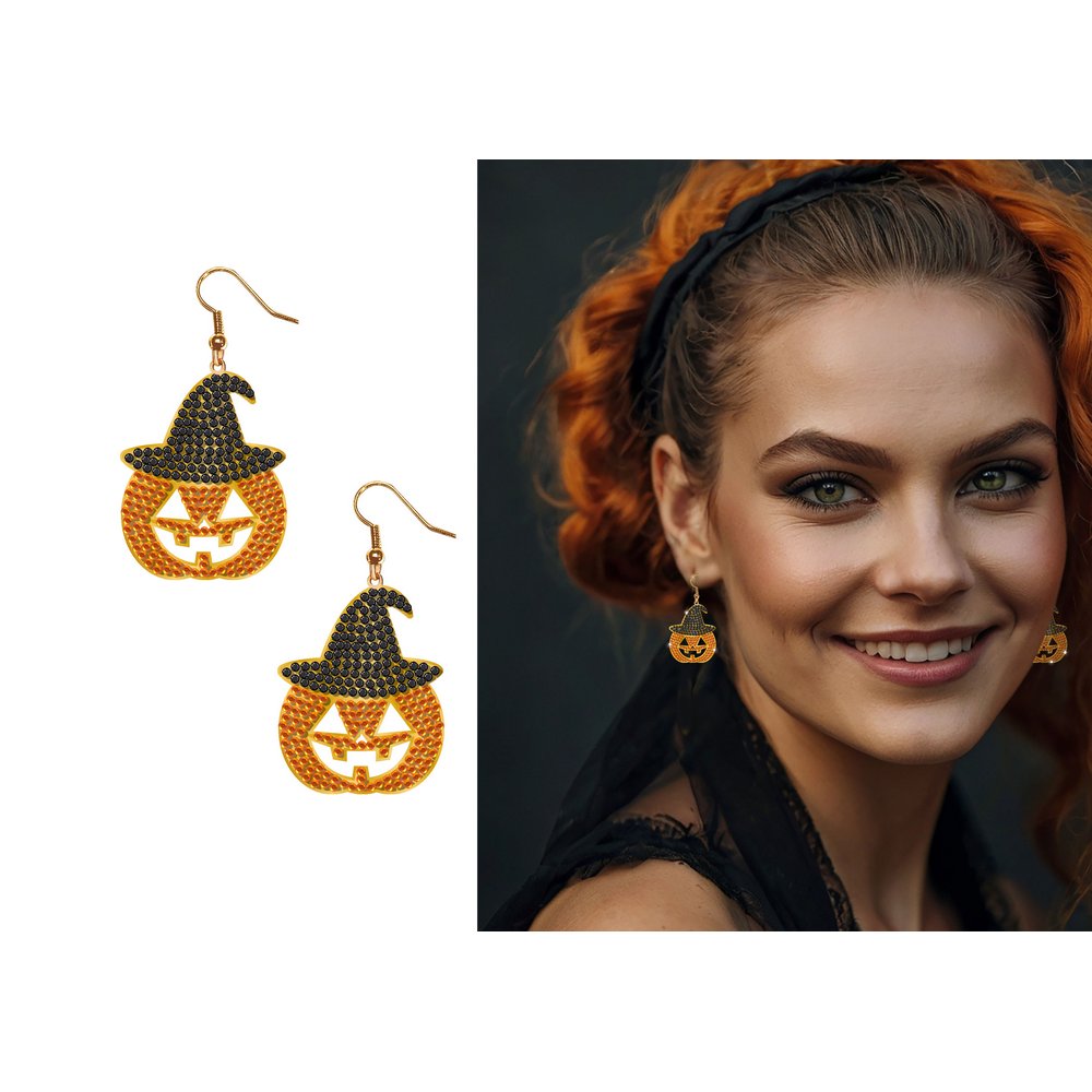 Tökfej Fülbevaló Gyöngyökkel Halloweenre, 2 cm