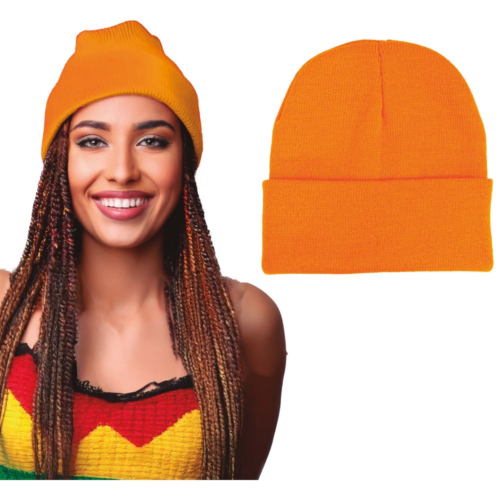 Unisex Neon Narancssárga Beanie Sapka 90-es Évek Diszkó Partira