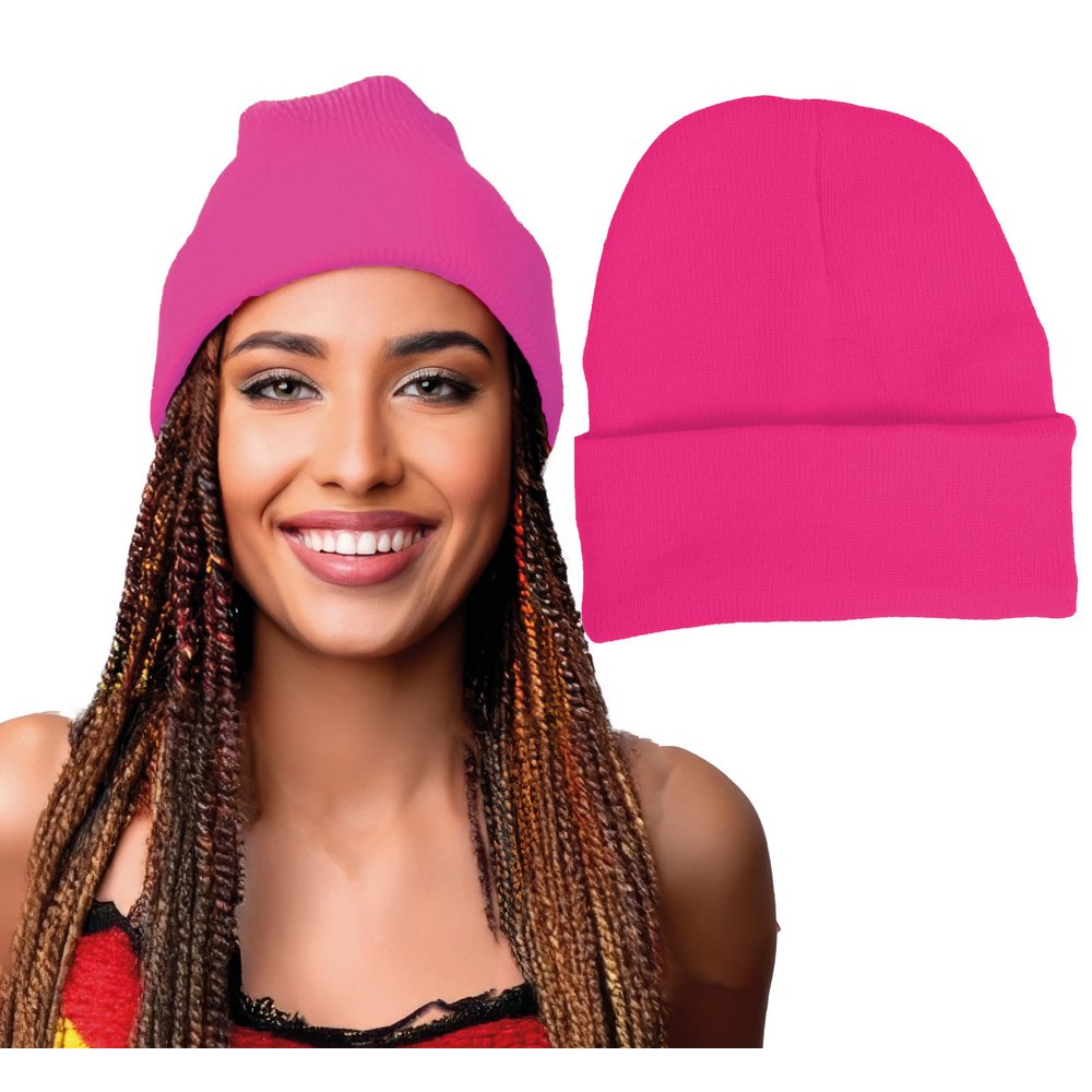 Unisex Neon Rózsaszín Beanie Sapka 90-es Évek Diszkó Partira