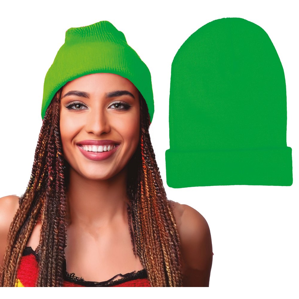 Unisex Neon Zöld Beanie Sapka 90-es Évek Diszkó Partira