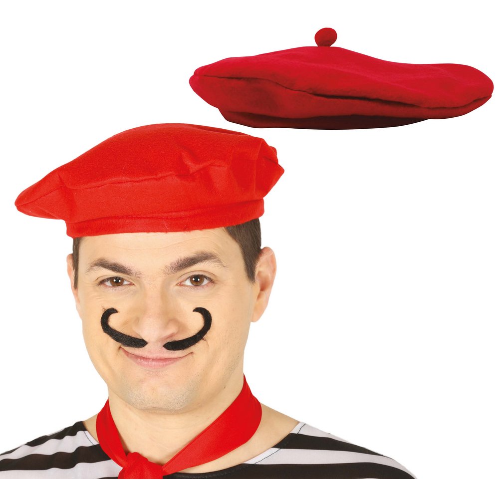 Unisex Piros Francia Beret Sapka