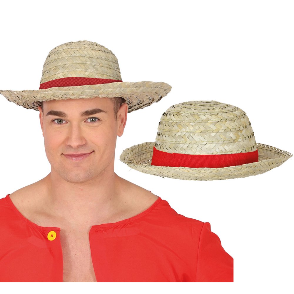 Unisex Szalmakalap Piros Szalaggal
