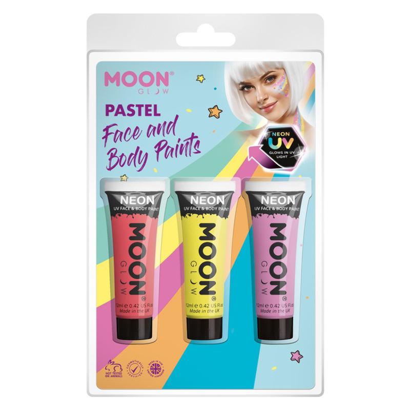UV Neon Arc- és Testfesték - Korall, Sárga, Lila - 3 db-os, 12 ml