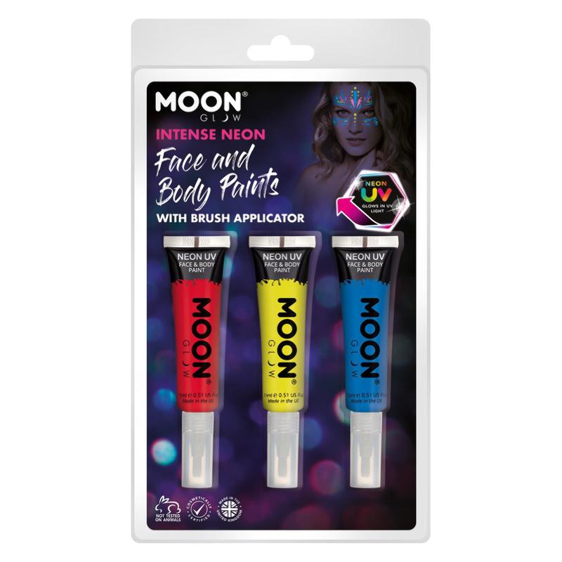 UV Neon Arc- és Testfesték - Piros, Sárga, Kék - 3 db-os, 15 ml
