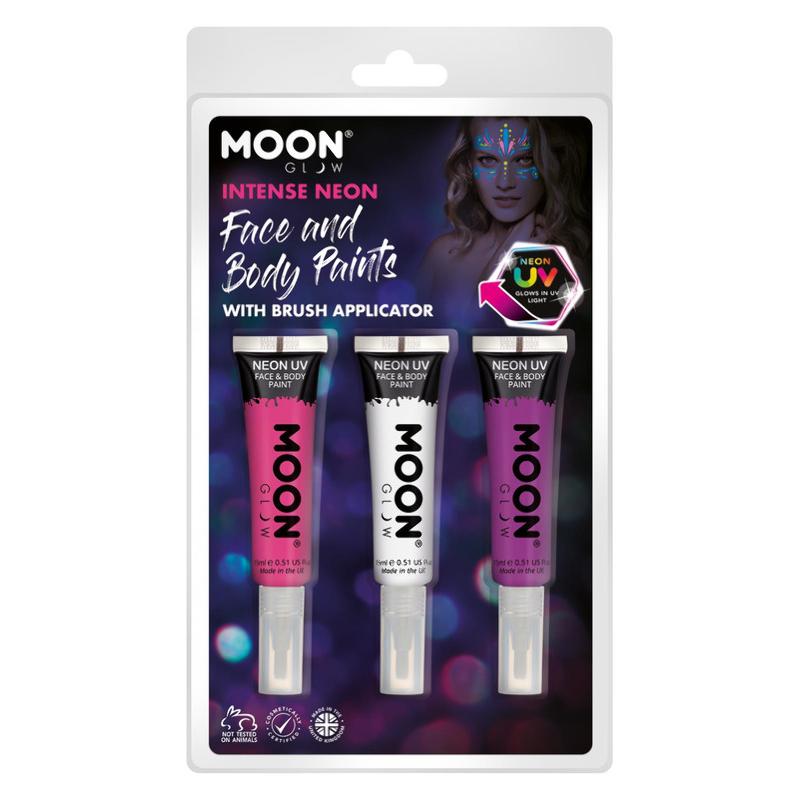 UV Neon Arc- és Testfesték - Rózsaszín, Fehér, Lila - 3 db-os, 15 ml