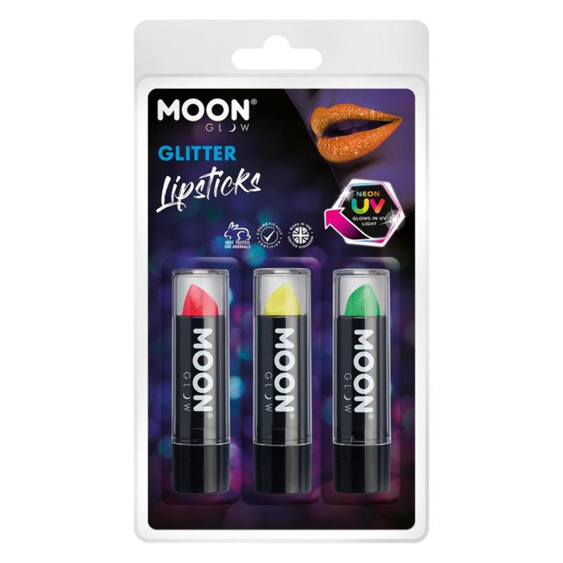 UV Neon Csillámos Rúzs - Piros, Sárga, Zöld - 3 db-os, 3,5 g