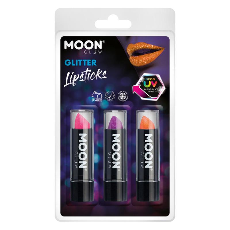 UV Neon Csillámos Rúzs - Magenta, Lila, Narancs - 3 db-os, 3,5 g