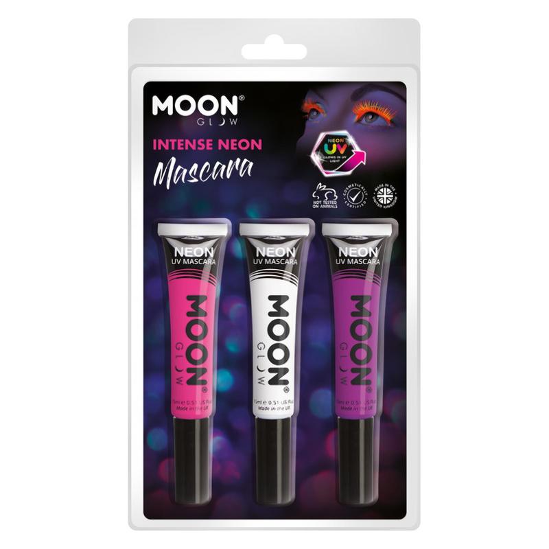 UV Neon Szempillafesték - Rózsaszín, Fehér, Lila - 3 db-os, 15 ml