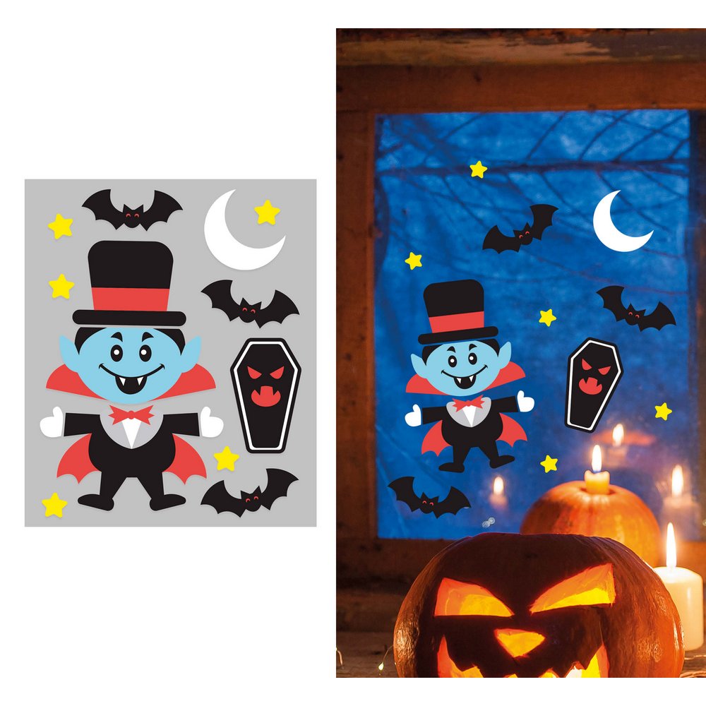 Vampír Zselés Ablakdekoráció Halloweenre, 20x25 cm