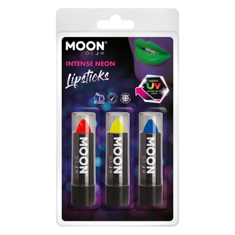 Vegyes Neon UV-s Rúzs Szett - Piros, Sárga és Kék - 3 db-os, 5 g