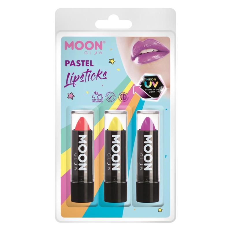 Vegyes UV Pasztell Neon Rúzs - Korall, Sárga, Lila - 3 db-os, 5 g
