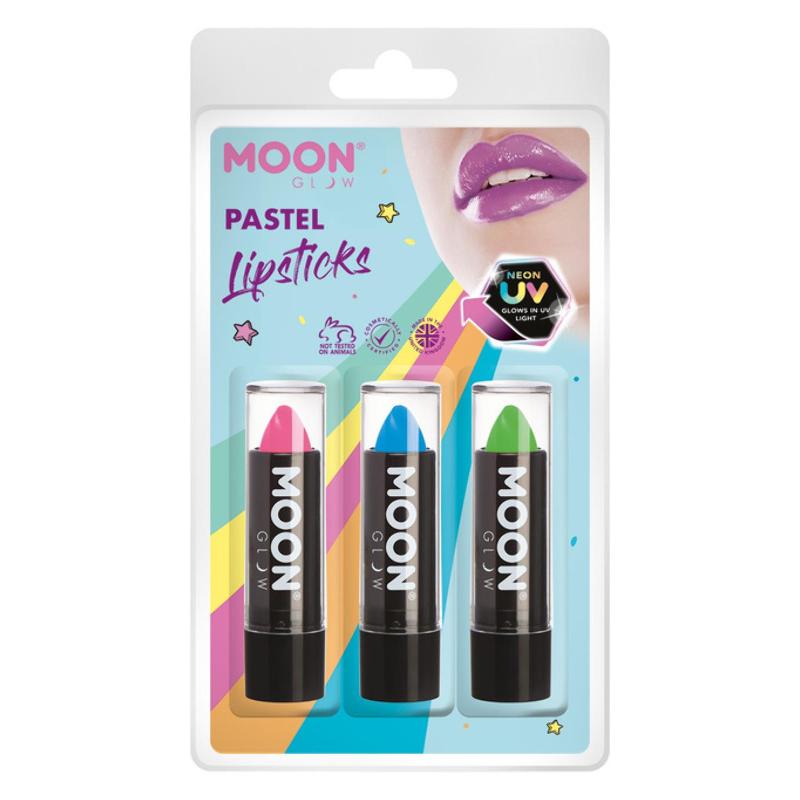 Vegyes UV Pasztell Neon Rúzs - Rózsaszín, Kék, Zöld - 3 db-os, 5 g