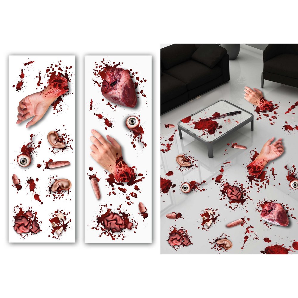 Véres Levágott Testrészek Matrica Szett Halloweenre, 2 ív, 25x70 cm