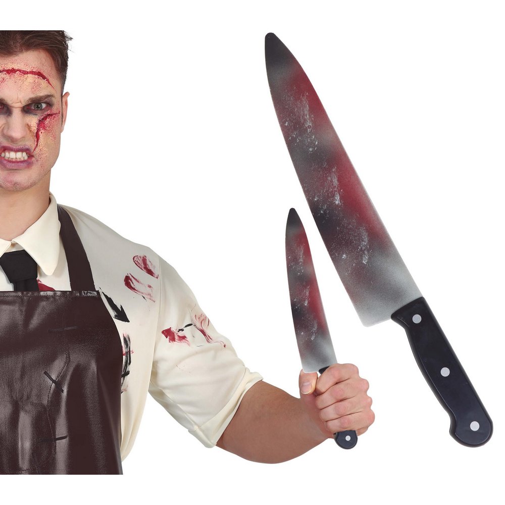Véres Mészáros Kés Kiegészítő Halloweenre, 39 cm